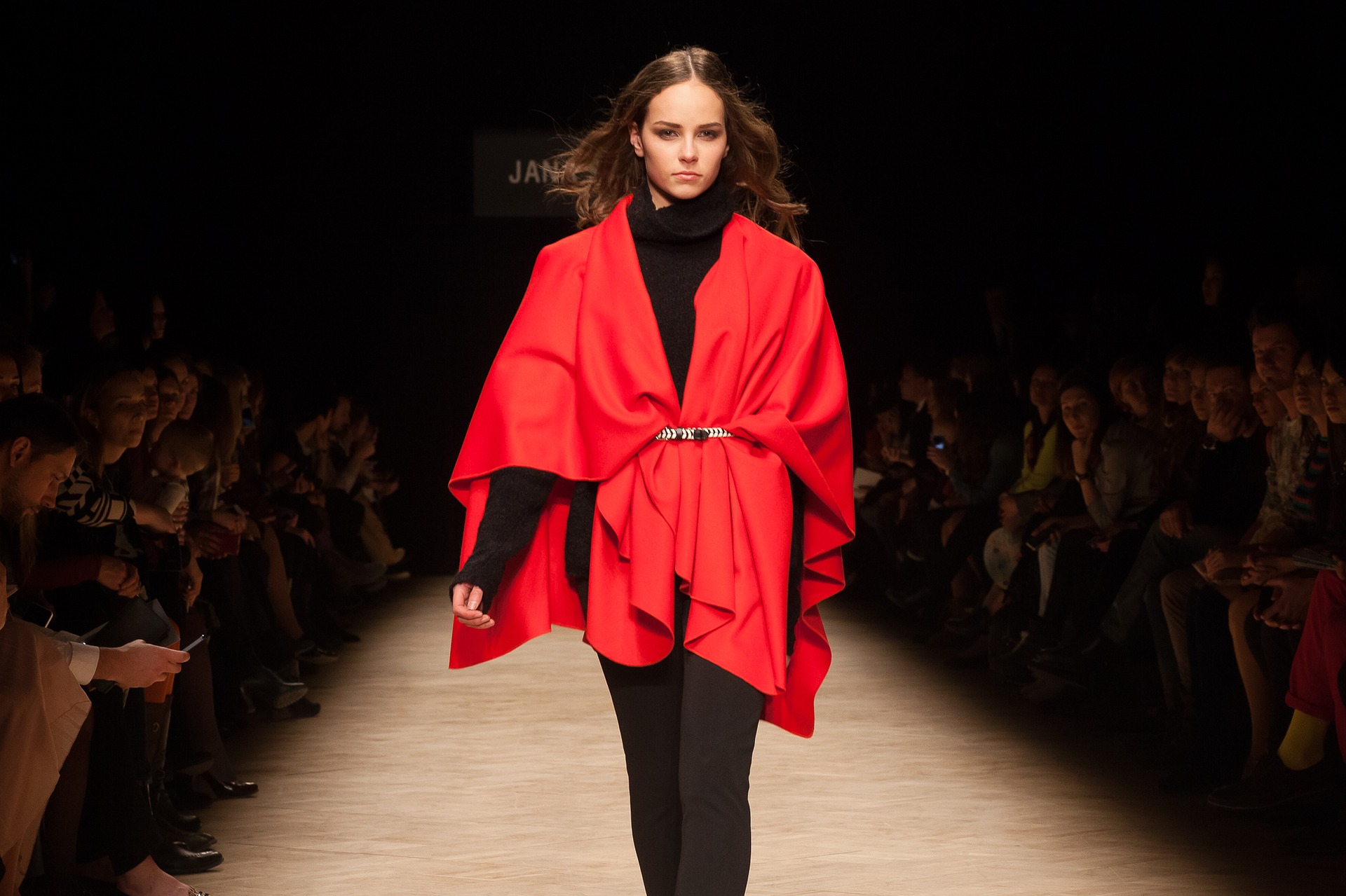 Beautiful Model Ramp Walking Wearing Long Red Dress